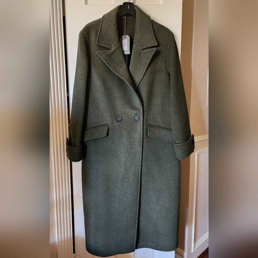 All Saints "Mabel" Coat in Khaki Green (UK 12/US 8)
